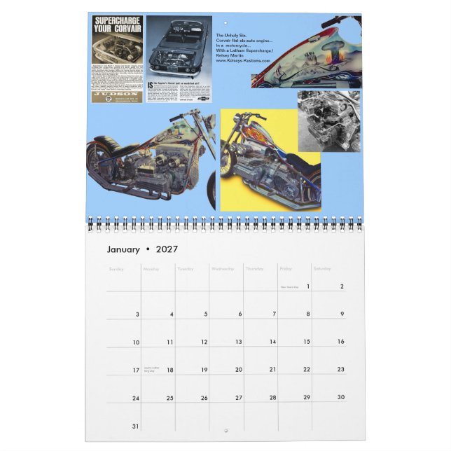 Calendario Maravillas mensuales de motocicleta 2016 (Jan 2027)