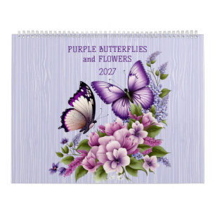 CALENDARIO MARIPOSAS PURPURA Y FLORES 2025