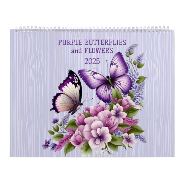 CALENDARIO MARIPOSAS Y FLORES PURPLE 2025 (Tapa)