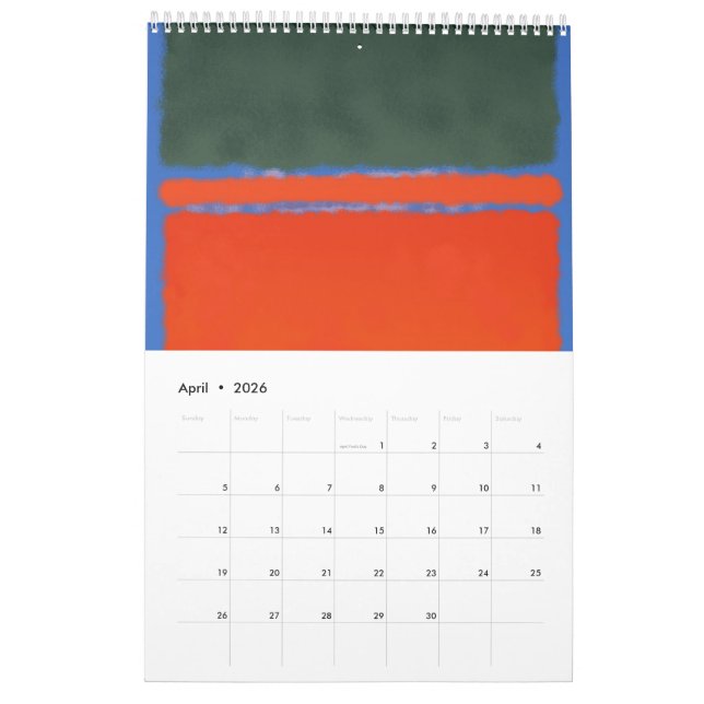Calendario Mark Rothko arte en estilo digital (Apr 2026)