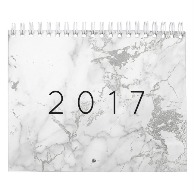 Calendario Mármol blanco gris plata oro rosa (Tapa)