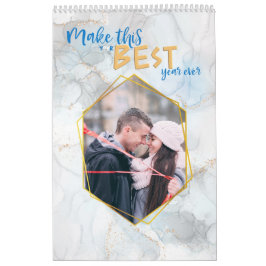 Calendario Mármol de oro mejor año relleno de foto