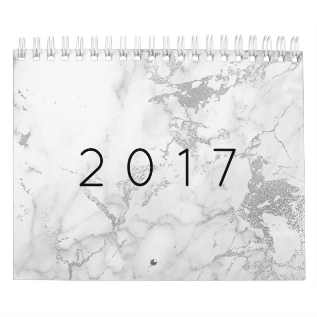 Calendario Mármol Mágico Blanco Gris Plata Oro (Tapa)
