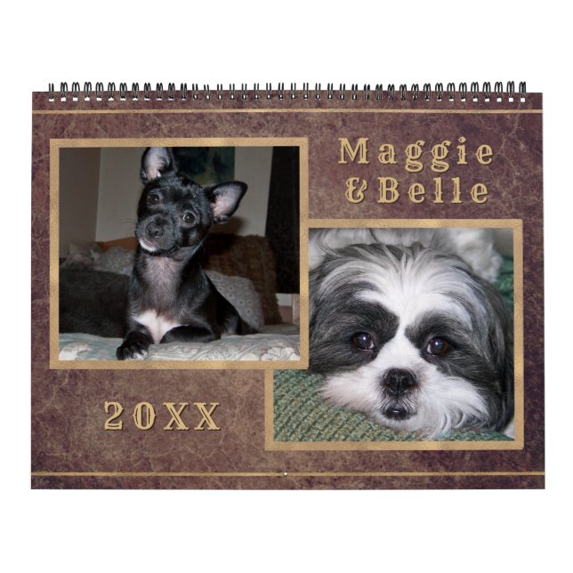 Calendario Mascota personalizado Foto Copper Gold Calendar (Tapa)