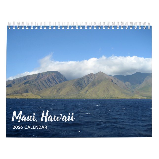 Calendario Maui Hawaii Hermosa Fotografía de Playa 2026 Muro (Tapa)