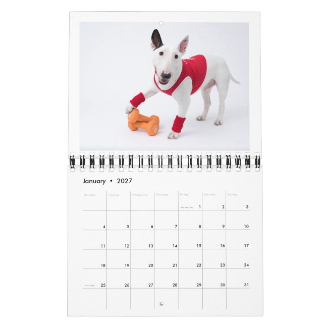 Calendario medio de dos páginas, blanco (Jan 2027)