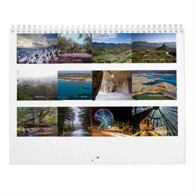 Calendario medio de dos páginas de Chipre, Blanco (Reverso)