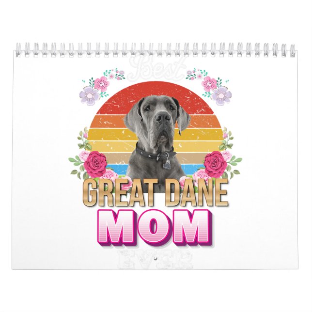 Calendario mejor madre de perro jamás gran dane floral amante (Tapa)