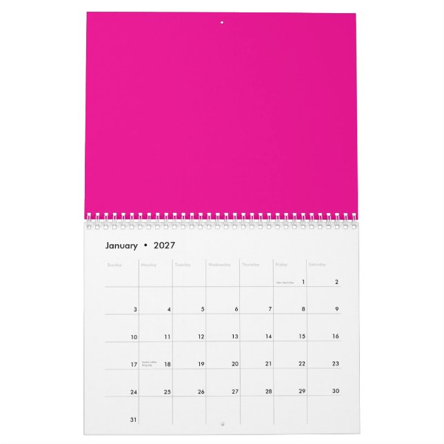 Calendario Mejora tu espacio con un fondo rosado (Jan 2027)