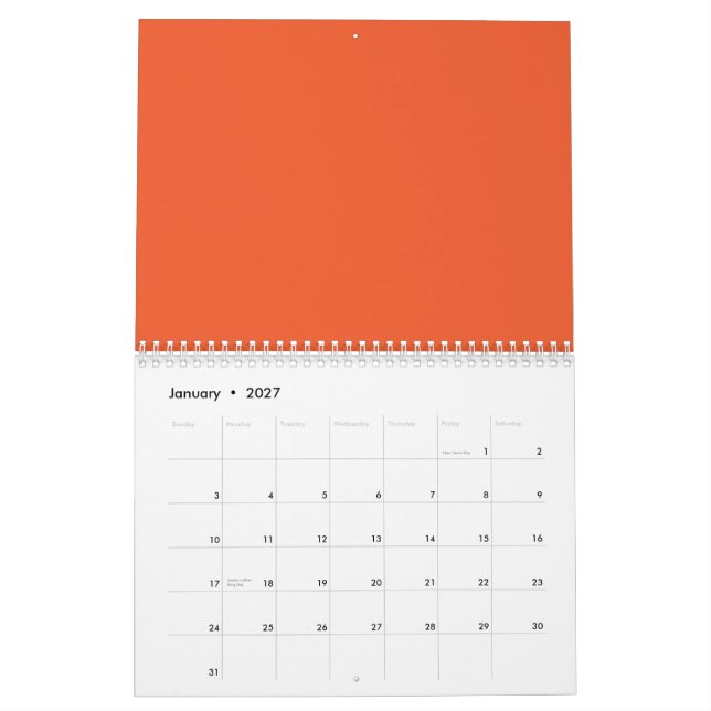 Calendario Mejora tu espacio con un Naranja que te atrae la v (Jan 2027)