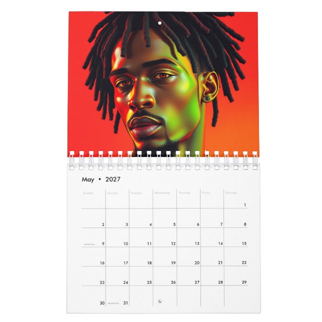 Calendario Melanin Hombres Reyes Negros Reloj Bruh Afrocéntri (May 2027)