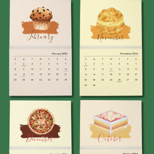 Calendario mensual de arte de comida dulce para de