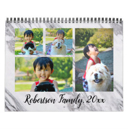 Calendario mensual de Collage de fotos de mármol m