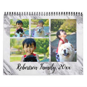 Calendario mensual de Collage de fotos de mármol m