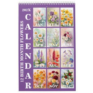 Calendario mensual de flores de cumpleaños 2026