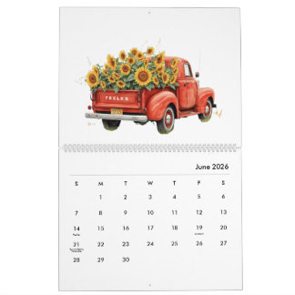 Calendario Mensual de Girasoles Moderno y Elegante