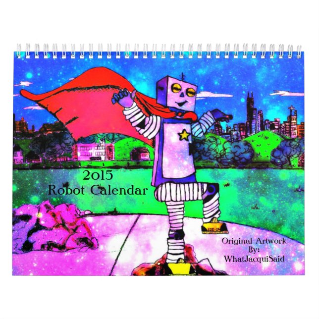 Calendario mensual de los robots 2015 cómicos del (Tapa)