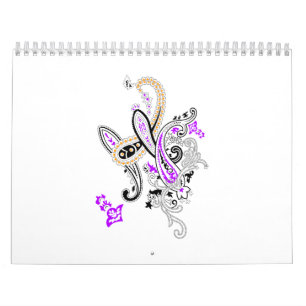 Calendario mensual de pared de lujo botánico de pa