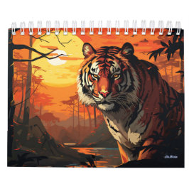 calendario mensual de pared tigre 2026