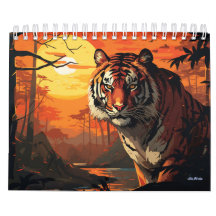calendario mensual de pared tigre 2027