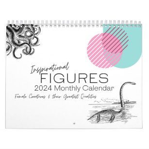Calendario mensual de paredes de figuras inspirado