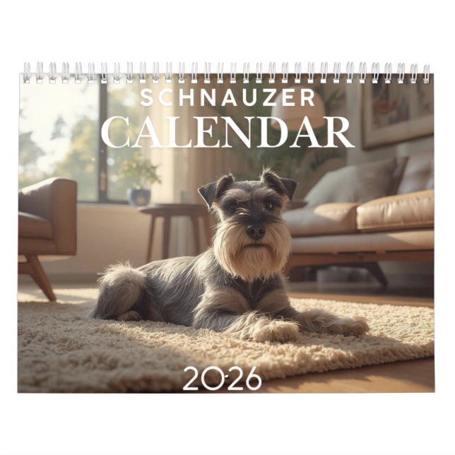 Calendario mensual de Schnauzer 2026 (Tapa)