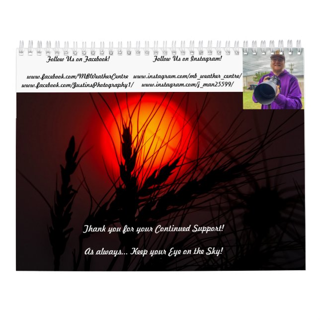 Calendario mensual del Centro Meteorológico de Man (Reverso)