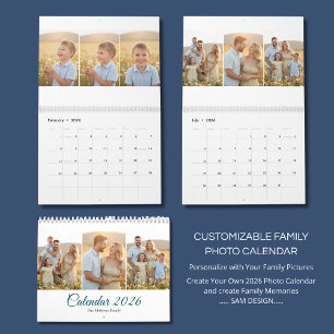 Calendario mensual personalizado de recuerdos fami