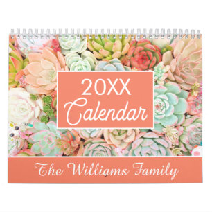 Calendario Mensual Personalizado Suculentas Cactus