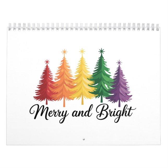Calendario Merry And Bright Rainbow Christmas Tree Gay LGBTQ  (Tapa)