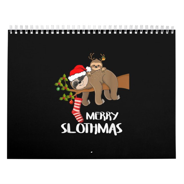 Calendario Merry Sloth Santa Hat Amantes Navidades (Tapa)