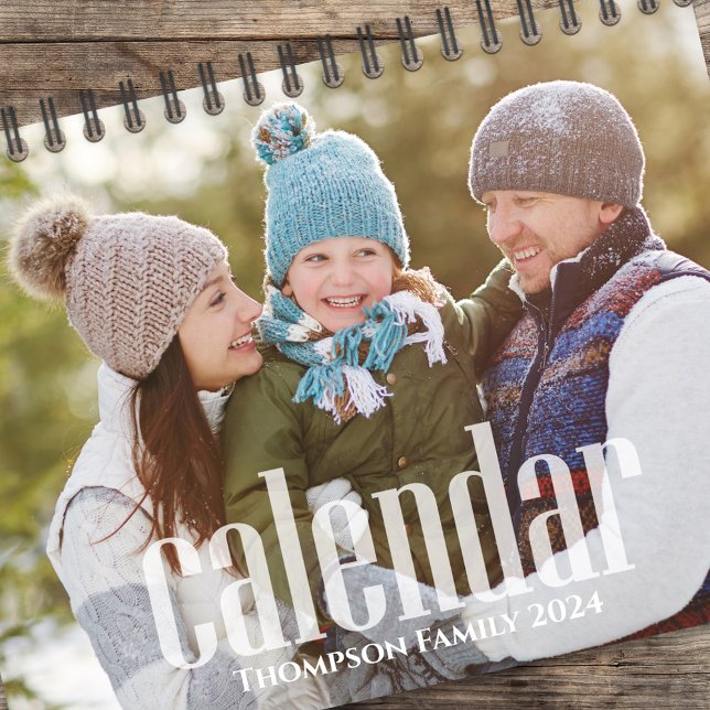 Calendario Meses fotográficos simples estilo tipográfico Mini (Simple photo calendar with block-style lettering transparent overlay. )