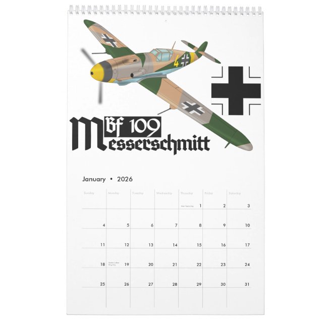 Calendario Messerschmitt Bf 109 Luftwaffe (Jan 2026)