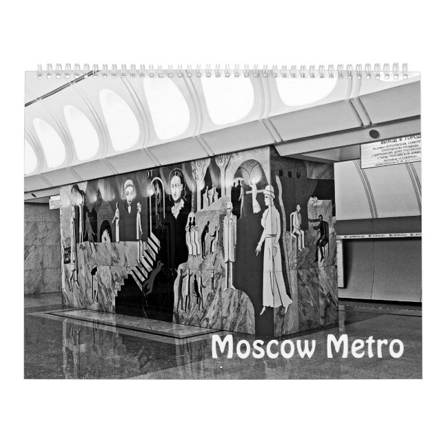 Calendario Metro de Moscú de 12 meses en blanco y negro (Tapa)
