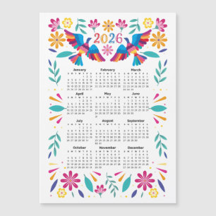 Calendario Mexicano 2026 Flores y aves otomíes vol