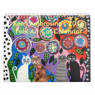 Calendario mexicano del gato del arte popular