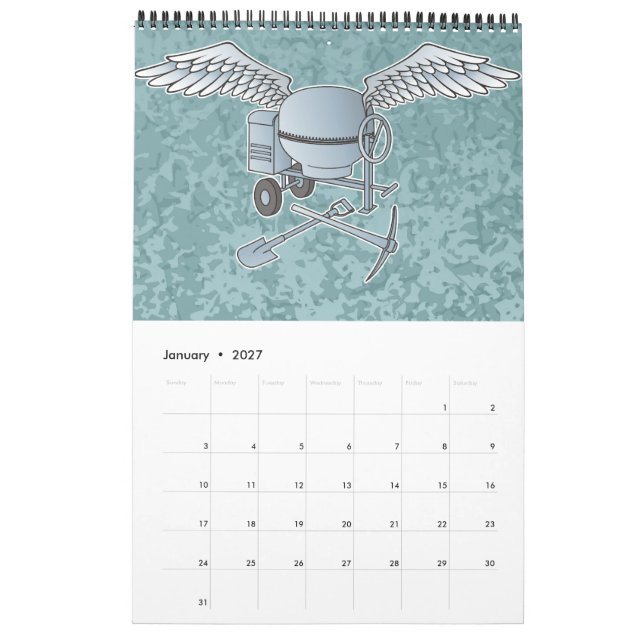 Calendario Mezcla de hormigón azul-gris (Jan 2027)