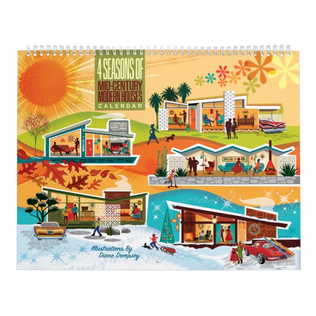 Calendario Mid-Century Modern Houses Calendar - Large (Tapa)