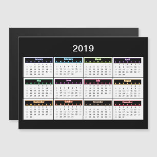 Calendario Mini imán negro 2019