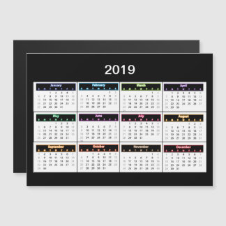 Calendario Mini imán negro 2019