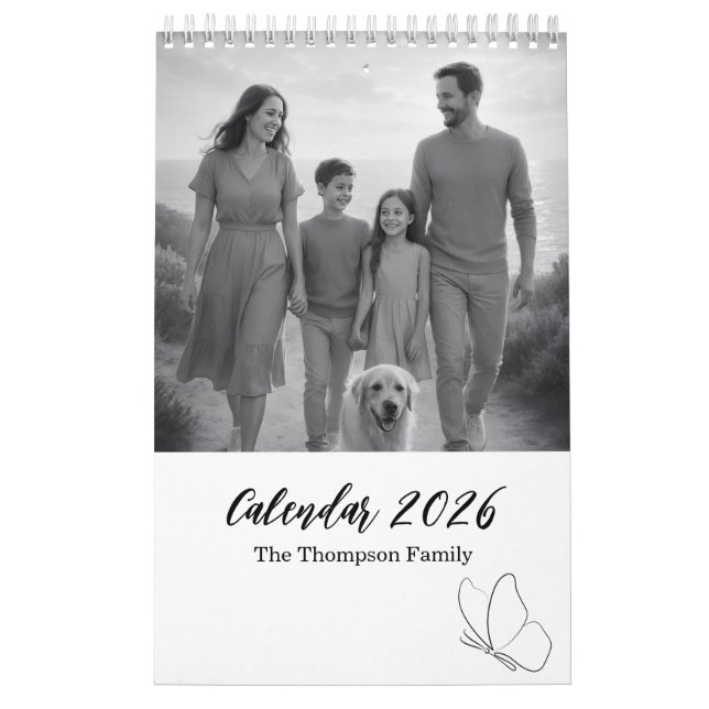 Calendario Minimal Grey and White Family Moments 14-Photo (Tapa)