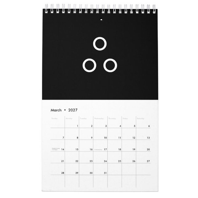 Calendario Mínimalismo divertidísimo Círculos de negro y blan (Mar 2027)