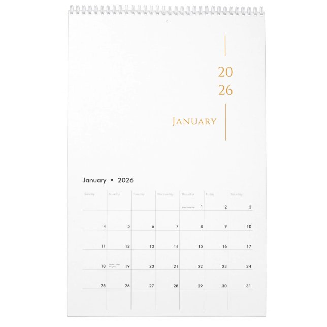 Calendario Minimalist Clean Design (Jan 2026)