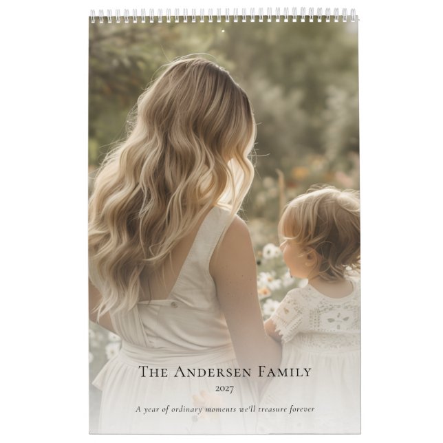 Calendario Minimalist Family Photo Personalized Wall  (Tapa)