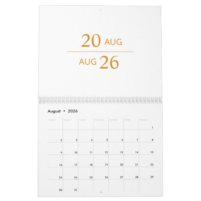 Calendario Minimalist Modern Elegant 2026 Calendar (Aug 2026)