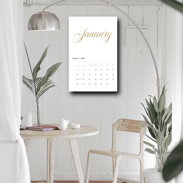 Calendario Minimalista blanco elegante| Letras de guiones de  (Subido por el creador)