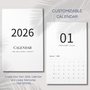 Calendario Minimalista Elegante 2026