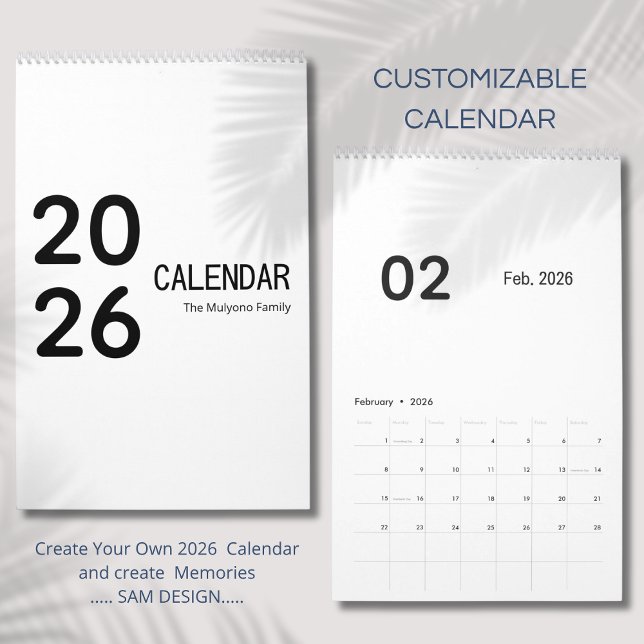 Calendario Minimalista Elegante 2026 (Subido por el creador)