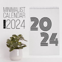 Calendario minimalista en blanco y negro