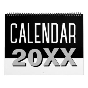 Calendario Minimalista Moderna Limpia Negra y Blanca 2027